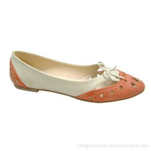Women's Flat Casual Shoes, Pointed Toe Style with Different Colors Joint, Nice Laser Cuts on UpperNew
